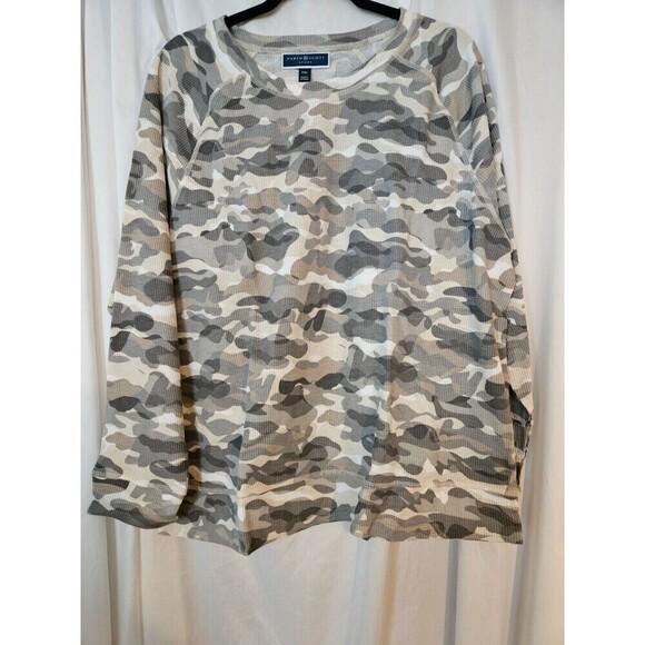 NWT Karen Scott Camouflage Print Long Sleeve Waffle Knit Thermal Top XXL Pebble - Picture 1 of 7